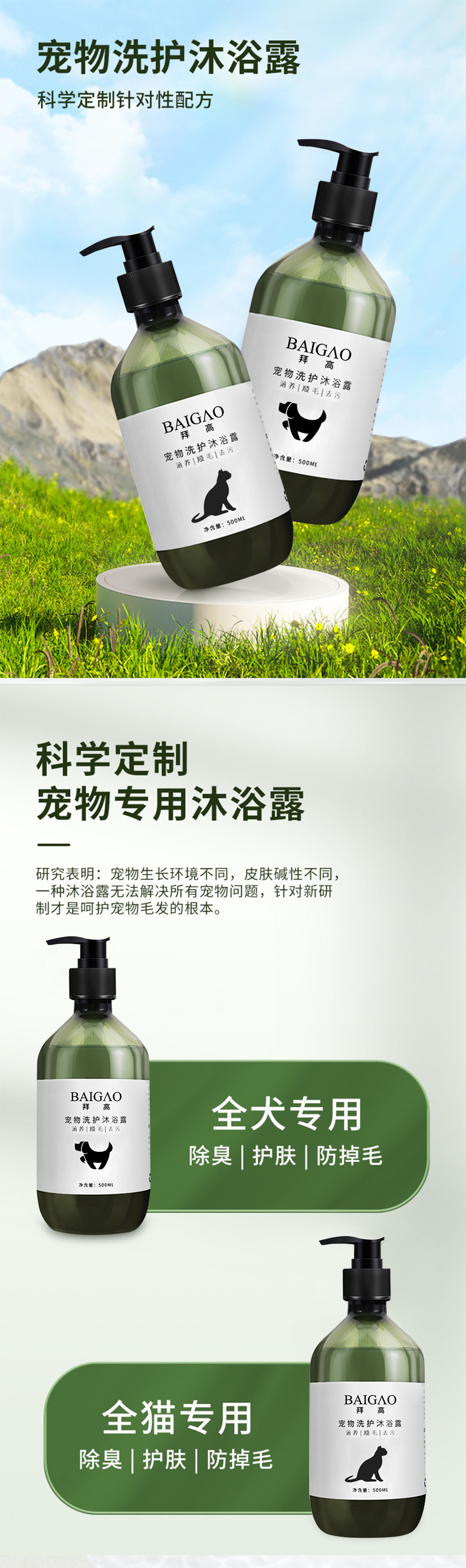 貓狗寵物專用洗護(hù)沐浴露OEM定制